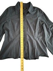 Quince 100% Organic Cotton Poplin Balloon Sleeve Shirt Small Ruched Blue #AAA7-6