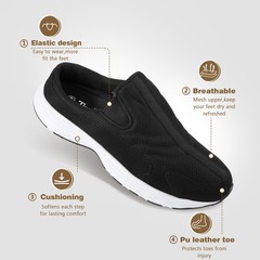 Mens Wide Slip On Mule Shoes Comfortable Closed-Toe Clogs Walking Sneaker Shoes