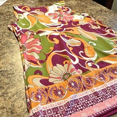 Axcess Women’s Orange Green & Purple V-Neck Sleeveless Tank 60s Style Top Med