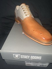 Stacy Adams Harrington Men’s Leather Brogue Oxford Dress Shoes Tan 14 M