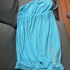 Y2K Baby phat Phat Blue Halter Swim Coverup Dress with Cat Logo Size L