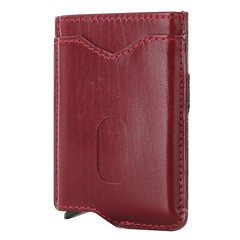 Genuine Leather Slim Minimalist Wallet for Men,RFID Aluminum Pop Up Card Holder