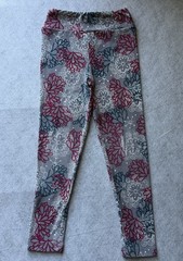 LuLaRoe Kids S/M Gray Floral Ankle Leggings Mid Rise Stretch Yoga Knit