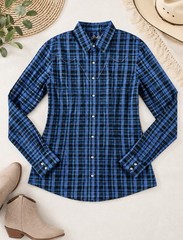 Rock 47 Wrangler XXL Western Plaid Snap Shirt Cowgirl Cross Crystal