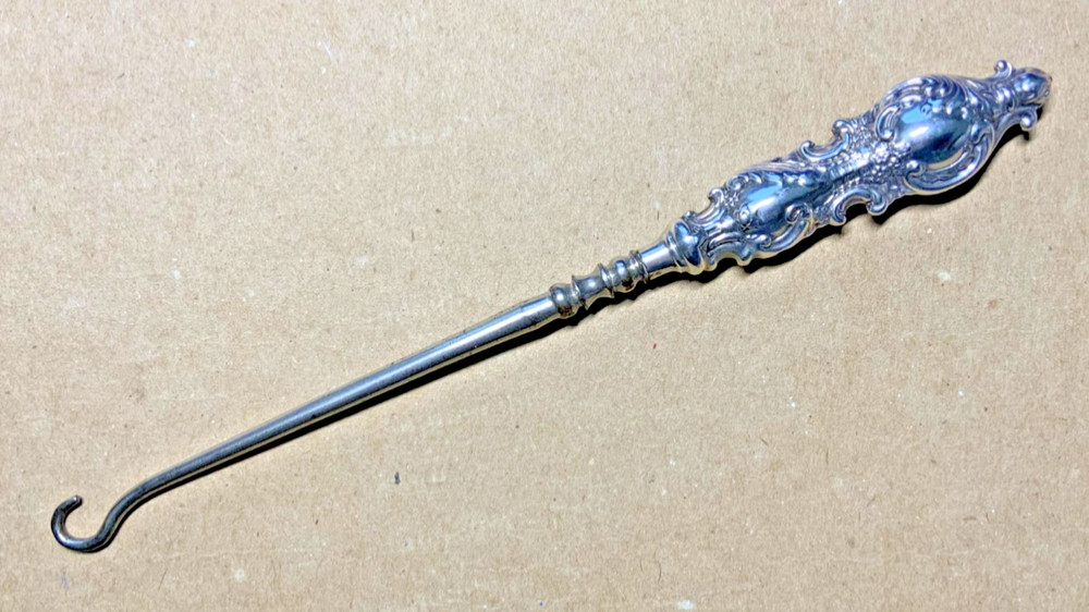 ANTIQUE EDWARDIAN STERLING SILVER BUTTONHOOK 167mm `B’HAM, ENGLAND-NO RUST/DENTS