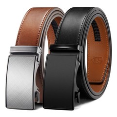 Zitahli Mens Belt Leather 34″ to 48″ Waist Adjustable, Basic Black/Dark Brown