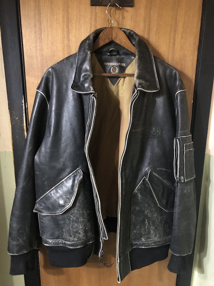 Leather Mens Bomber/motorcycle Jacket Tommy Hilfiger xXL