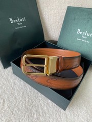Berluti Belt Venezia Scritto genuine leather handmade width 3.5cm/1.37inch