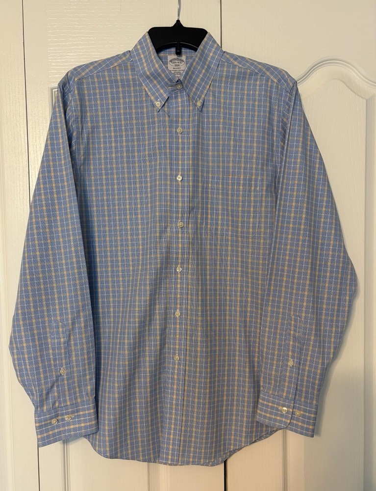 Brooks Brothers Regent 1818 Non-Iron Men’s 15 1/2 – 4 / 5 Blue Check Dress Shirt