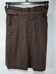 BCBGMAXAZRIA Women’s Brown High Rise Pleated Lined Knee length Pencil Skirt sz 6