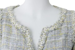 [Returns accepted] CHANEL Coco Button Tweed Collarless Jacket Outerwear 34 Blue