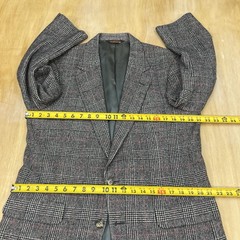 Vintage Nordstrom Camel Hair Blazer Mens 40R Classic Fit Beige/Black/Red Plaid