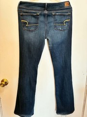 American Eagle Outfitters Kick Boot Bootcut Super Stretch Blue Jeans 12 Tall
