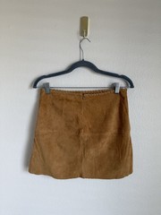 Forever 21 Skirt Womens Small Brown 100% Leather Suede Mini Festival Coachella