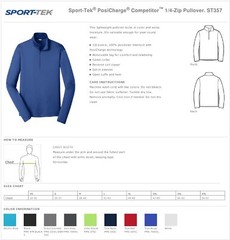 Sport-Tek Mens 1/4-Zip Pullover Long Sleeve Lightweight Cadet Collar ST357