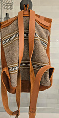 Vintage Terra Suede and Wool Backpack, Earth Tones Browns & Chestnut Suede Color