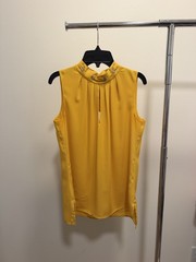 White House Black Market Women’s Yellow Halter Blouse XS Sleeveless Tie Neck Top