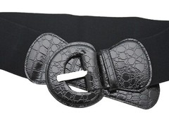 New Women Hip High Waist Stretch Fabric Wide Black Fashion Casual Belt Size S M