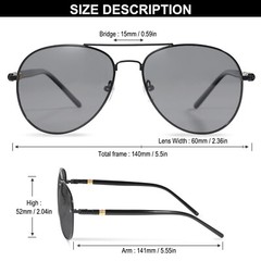 Photochromic Polarized Aviator Sunglasses Premium Frame Unique Design Glasses US