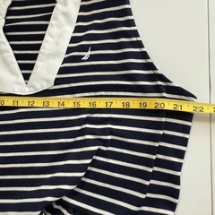 Nautica Jeans Womens Navy Blue White Striped Tiered Sleeveless Polo Dress XL