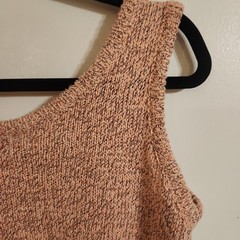 Vintage 90s Wye Oaks Silk Linen Blend Knit Tank Top Medium Boho Twee Style Peach