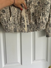 Mother Smocked Friends With The Flowers Jacket Womens M White Floral Quilted Zip