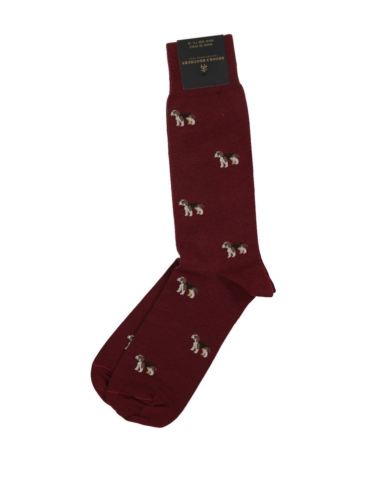 Brooks Brothers Cotton Blend Beagle Motif Socks MADE IN ITALY