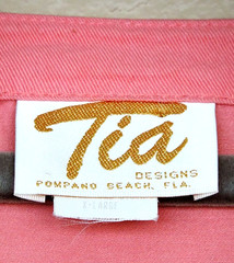 TIA Designs Pompano Beach Sz XL L Peachy Pink Dress Tunic Fish Applique Cotton