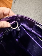 Younique Purple Metallic Satchel Top Handle Zip Bag w/ Detachable Strap Charm