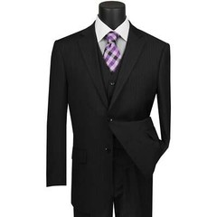 VINCI Men’s Pinstripe 3-Piece Suit 38S-62L, 4 Colors, Classic Fit – NEW