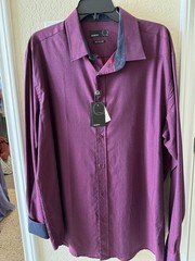 Quieti Men’s Red XL Dress Shirt Geometric Cotton 32/33 Long Sleeve Easy Care
