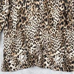 Chico’s Leopard Print Blouse Womens S Button Front Stretch Hidden Button Pockets