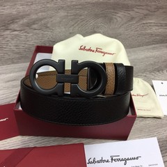 NWT Authentic Ferragamo Belt width 3.5cm/1.37inch Black/Brown Reversible