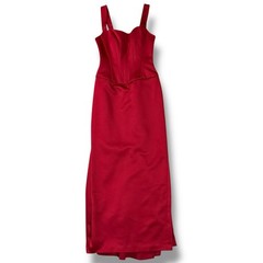 Michelangelo Lamour Vintage Train Red Satin Corset Gown Dress Sz 2 Style 8323