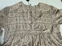 NWT R VIVIMOS Womens Dress Floral Dress Large 12/14 Retro Boho Neutral Tassel