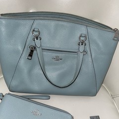 Coach Light Blue Prairie Satchel Top Handle Silver Hardware Strap Double Wallet