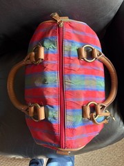 Pre-Owned Jeffrey Banks Striped Purse Bag Handbag L12″ W9″ H8″ Great Condition