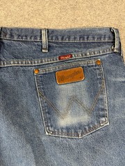 Wrangler Jeans Mens 46×30 Blue Denim Cowboy Cut Relaxed Fit Tapered Leg Whisker