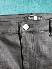 Boohoo Jeans Size 12 Womens Black Stretch Pants Faux Leather Straight NWT