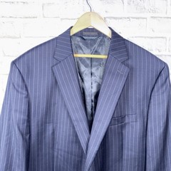 Lauren Ralph Lauren Blazer Suit Jacket Wool 2 Button Vented Striped Navy Men 48L
