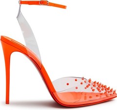 Christian Louboutin NIB Spikoo 100 PVC Leather Spiked Neon Heels Pumps 39 NEW
