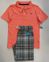NWT Carter’s Kids Boy Polo Shirt Plaid Shorts 2-Piece Set Size 7 Style 3I122310