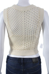 ALC Womens Cropped Sleeveless Tank Ivory Cotton Round Neck Size XS