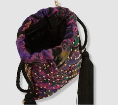 $1651 ETRO Women’s Purple Chatelaine Stud Embroidered Chain Shoulder Purse Bag