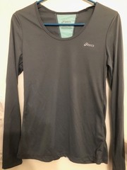 ASICS Womens Grey Long Sleeve Running Shirt Small Athletic Workout Top