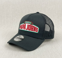 Papa Johns Pizza Logo Embroidered Trucker Hat Black Mesh Back Adjustable Cap