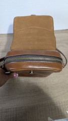 Patricia Nash Zeva Leather Crossbody Wallet Cognac Caramel Hard Case Saddle Bag