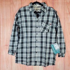 Purnell Santa Barbara Boyfriend Shirt Womens Small Black White Plaid Button Up
