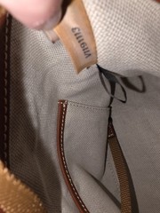 Dooney and Bourke Ostrich Turnlock Flap Handle Tote Black with Brown Trim