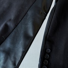 Women’s RD STYLE Black Faux Leather & Cotton Blazer — Size SMALL